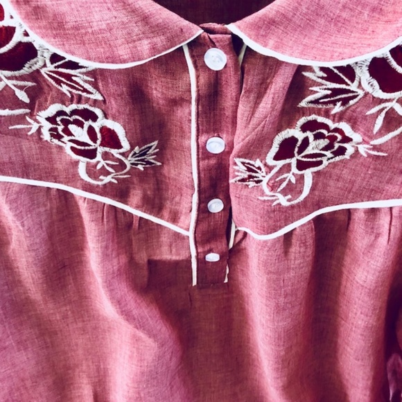 🌺 Pretty Denim Red Floral Tunic Dress - NEW - Picture 3 of 4